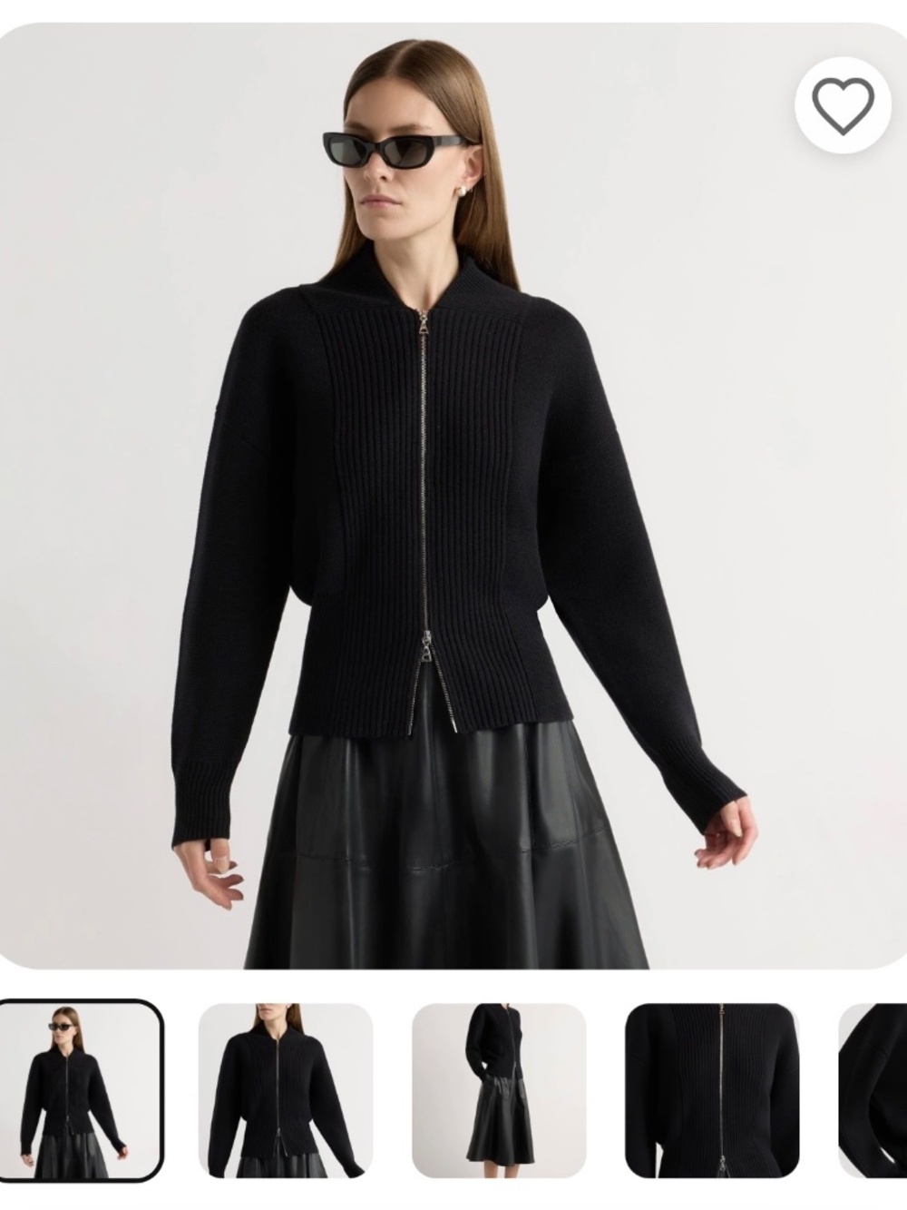 Modern Citizen Manning Organic Cotton-Wool Zip Cardigan Black Large